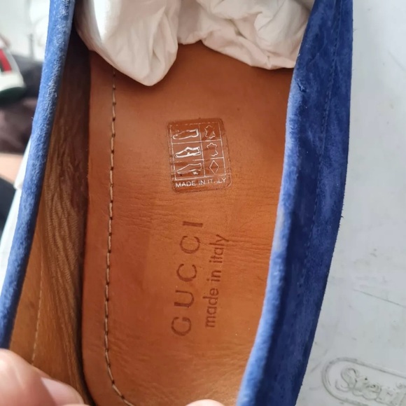 Gucci Men's Blue Suede Driver Loafers Size 12 US - Picture 9 of 11